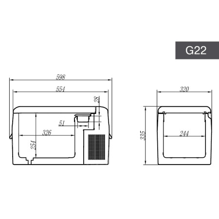 Холодильник-компрессор Weekender G22 22л. 598x335x320мм (автохолодильник)