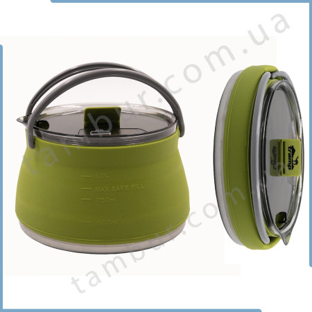 Чайник Tramp силиконовый с металлическим дном 1л олива TRC-125