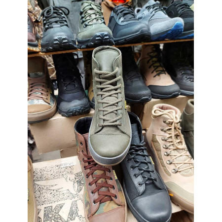 Кеды тактические высокие олива для охоты, рыбалки и туризма (Элитные)