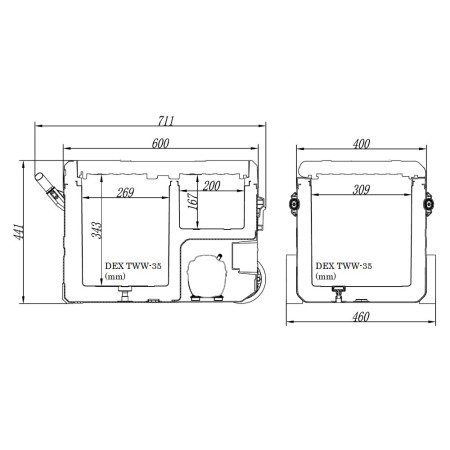 Холодильник-компрессор на 2-е секции DEX 35 литров Холодильник-компрессор на 2-е секции DEX 35 литров