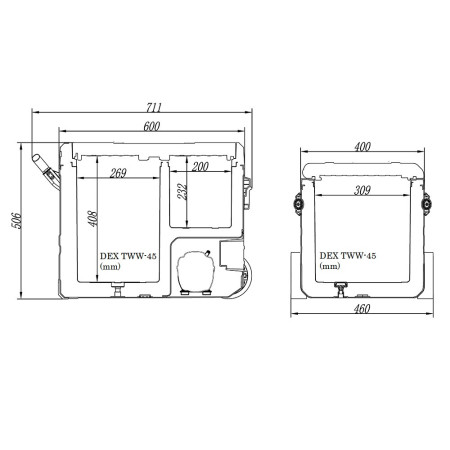 Холодильник-компрессор на 2-е секции DEX 55 литров