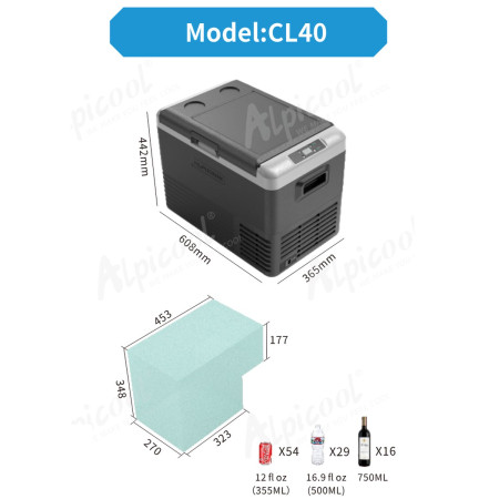 Компрессорный автохолодильник Alpicool CL40G (37 литров). До -20℃, (12, 24, 220 вольт)