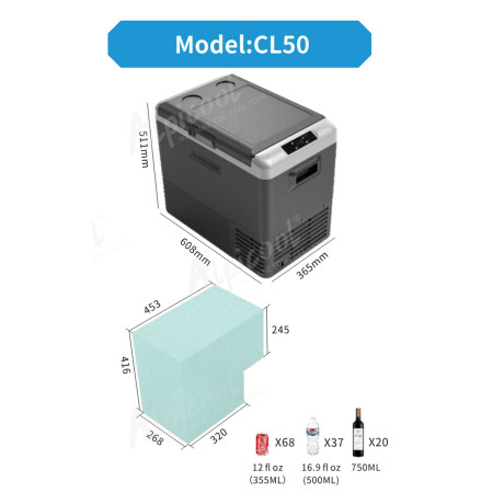 Компрессорный автохолодильник Alpicool CL50G (45 литров). До -20℃, (12, 24, 220 вольт)