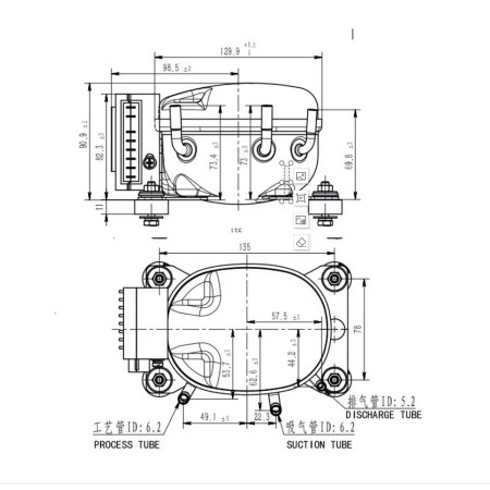 Компрессор для автохолодильника 12/24 Вольт Anuodan ZH45G (R-134a, DC12V, DC24V)