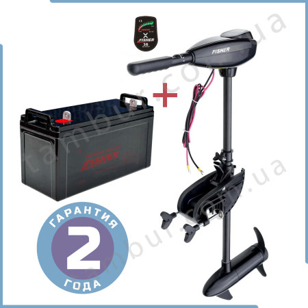 Лодочный электромотор для троллинга Fisher 36 + аккумулятор AGM 100Ah